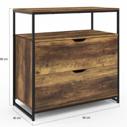Commode design industriel 2 tiroirs avec étagère*IDMarket New