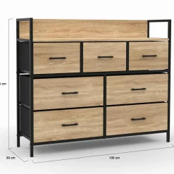 Commode industrielle avec 7 tiroirs en tissu*IDMarket Best