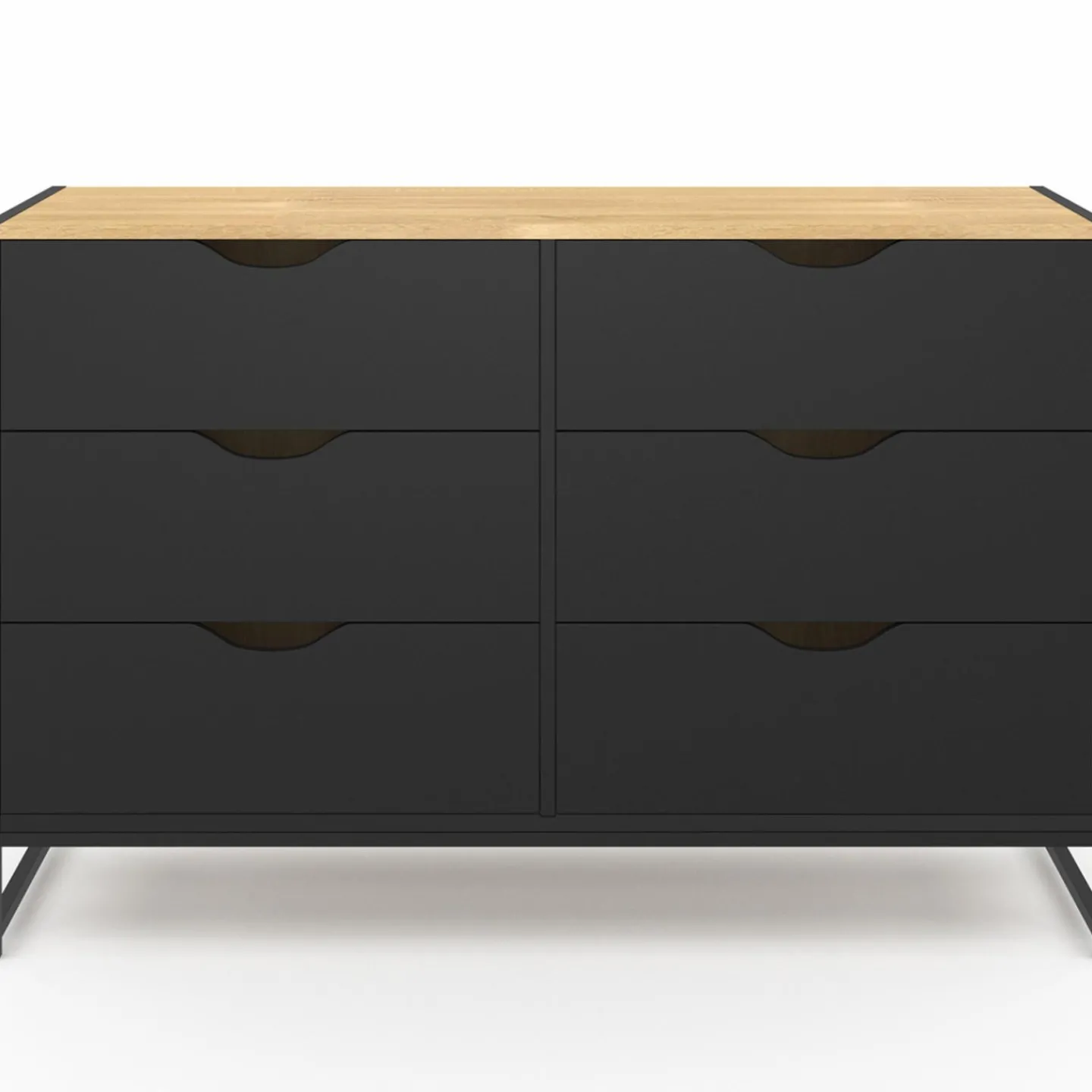 Commode industrielle avec 6 tiroirs bois et noir*IDMarket Outlet