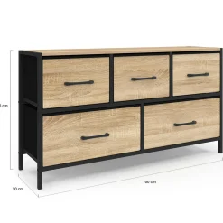 Commode industrielle design 5 tiroirs*IDMarket Outlet