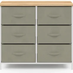 Commode industrielle gris clair et plateau effet bois*IDMarket Clearance