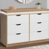 Commode LED blanche et plateau bois 6 tiroirs*IDMarket Hot