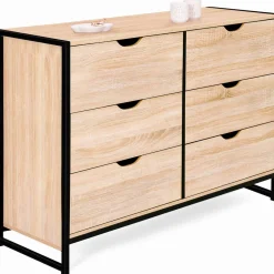 Commode style industriel 6 tiroirs bois et métal noir*IDMarket Best
