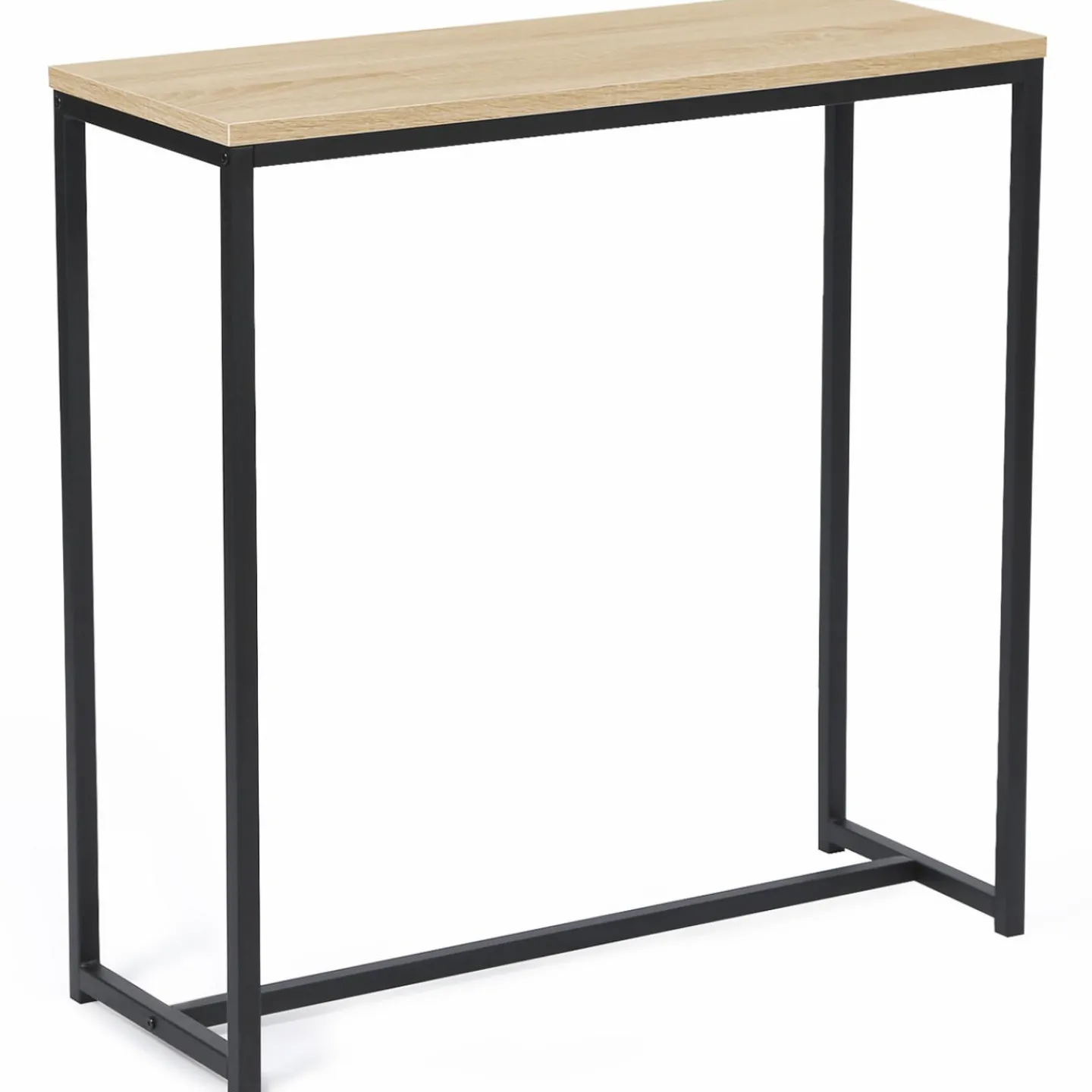 Console bois et métal noir avec miroir 2 bandes design industriel*IDMarket Clearance