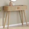 Console d’entrée bois 2 portes coulissantes effet lattes*IDMarket New