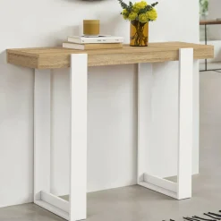 Console d'entrée bois et blanc style industriel*IDMarket Best