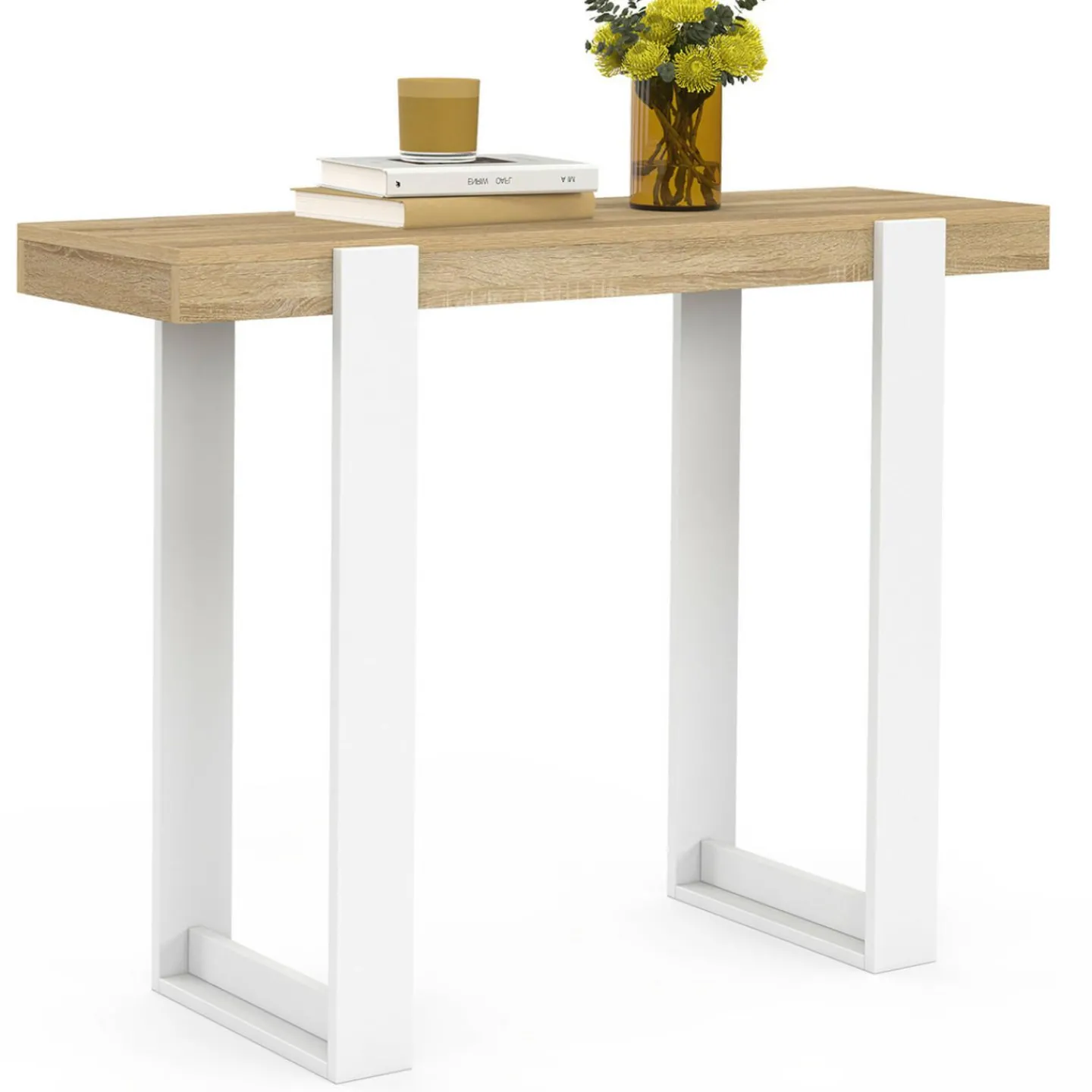 Console d'entrée bois et blanc style industriel*IDMarket Best