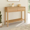 Console effet teck 2 tiroirs 1 étagère*IDMarket Outlet