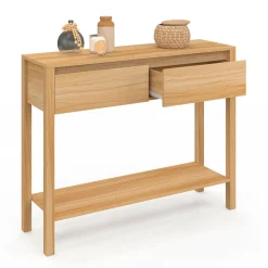 Console effet teck 2 tiroirs 1 étagère*IDMarket Outlet