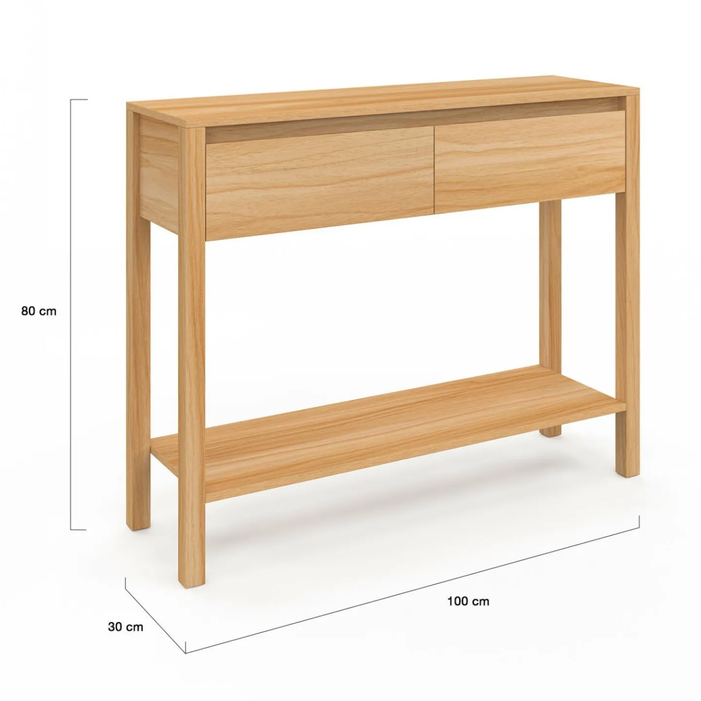 Console effet teck 2 tiroirs 1 étagère*IDMarket Outlet