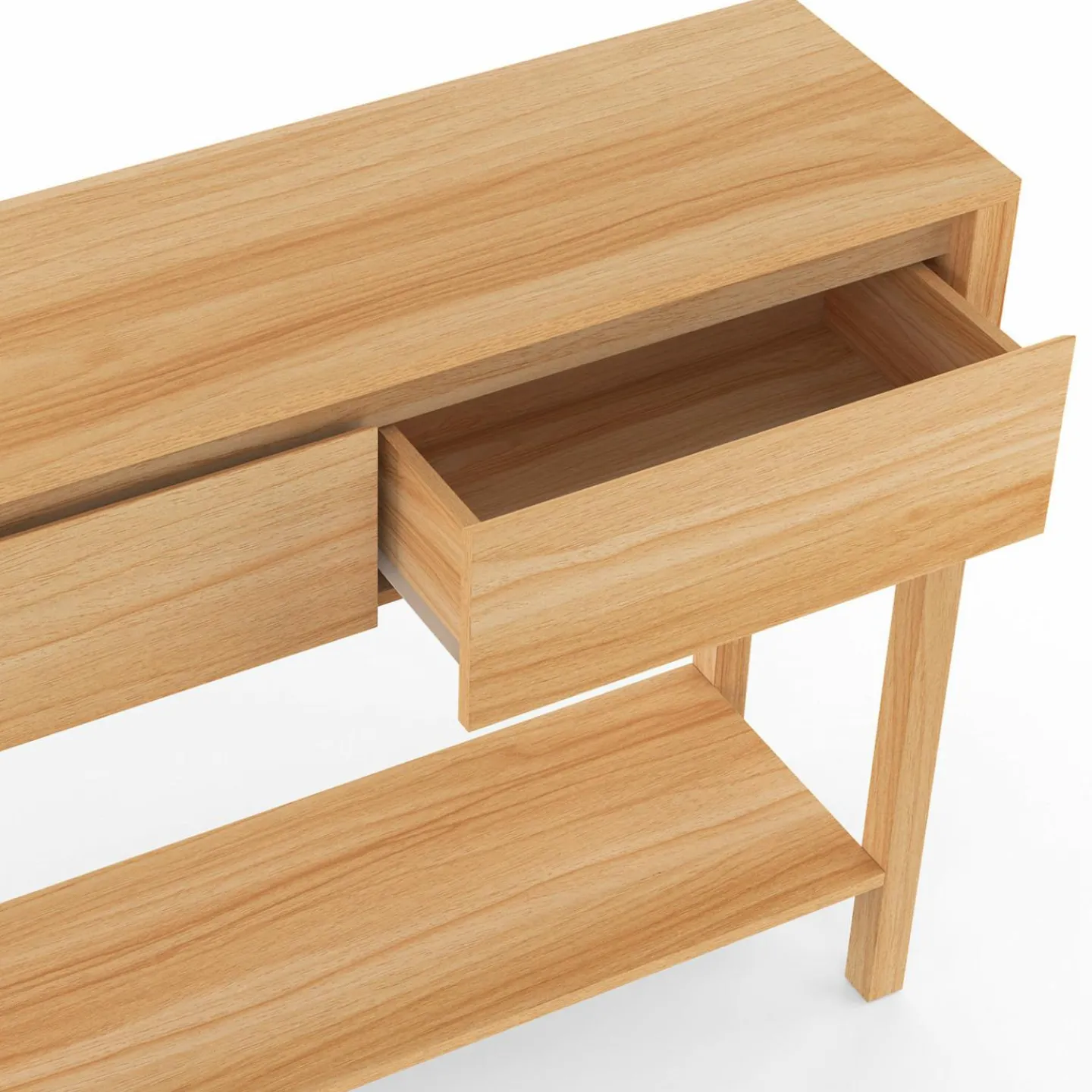 Console effet teck 2 tiroirs 1 étagère*IDMarket Outlet