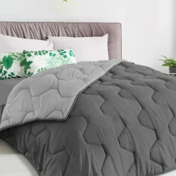 Couette bicolore 200x200 gris foncé et gris clair*IDMarket Hot