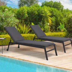 Coussins transat gris 190 cm*IDMarket Clearance