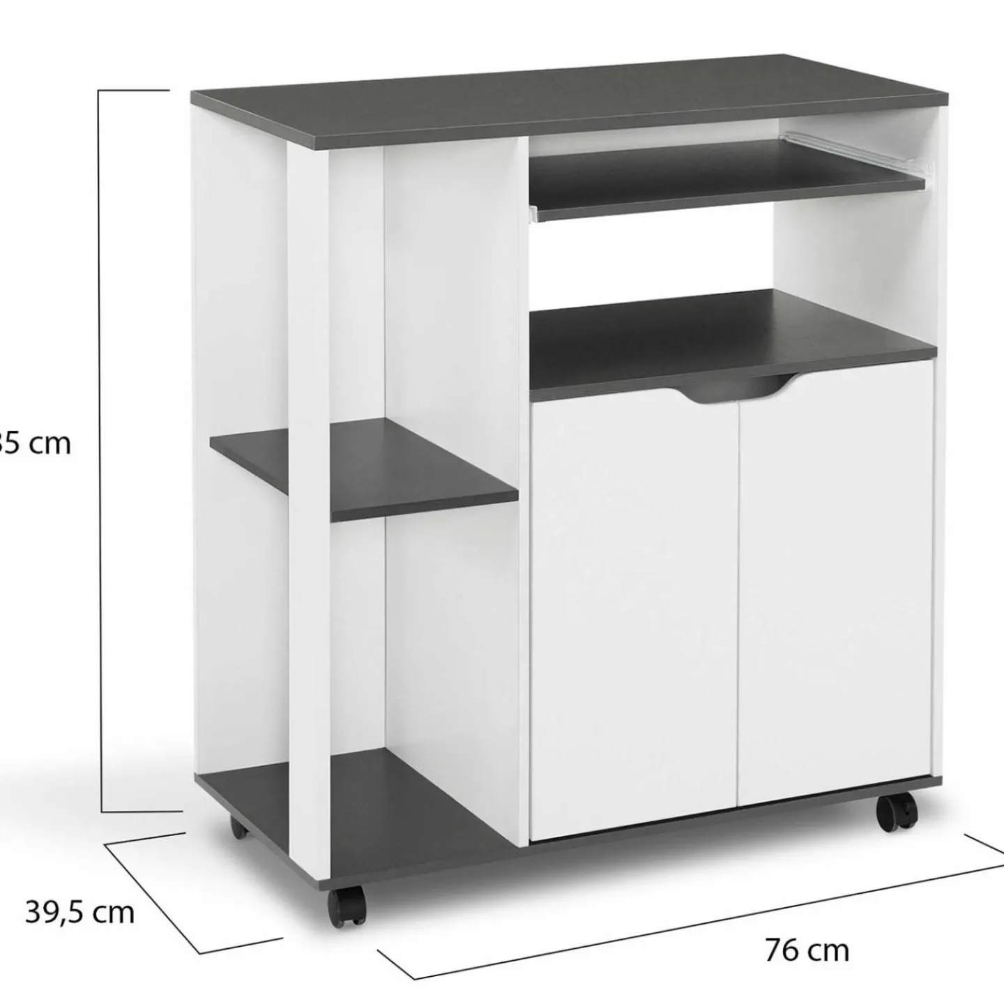Desserte à roulettes blanche et grise 76 cm*IDMarket New