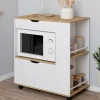 Desserte micro-onde placard tiroir épices blanc*IDMarket Online