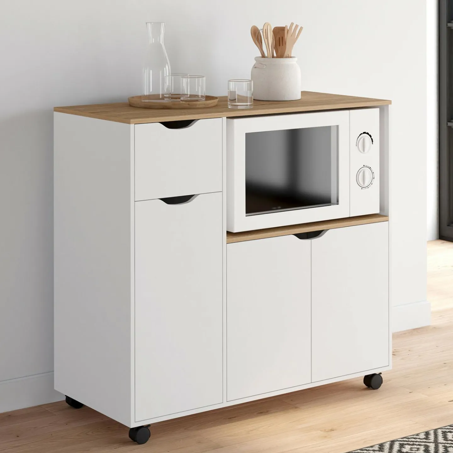Desserte micro-onde xxl bois blanc*IDMarket Online