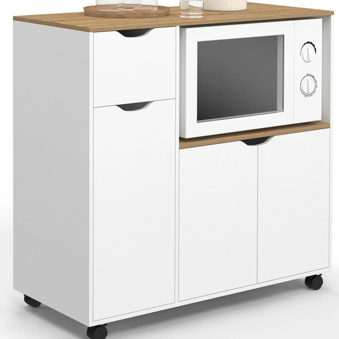 Desserte micro-onde xxl bois blanc*IDMarket Online