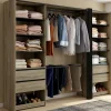Dressing double XXL 220 cm hêtre avec porte pantalons + étagères + tiroirs + rangements à chaussures et noir*IDMarket Sale