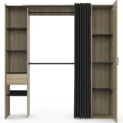 Dressing extensible avec double penderie et rideau noir*IDMarket Best