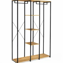 Dressing industriel 120 cm métal noir et bois*IDMarket Clearance