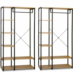 Dressing ouvert industriel 167 cm double penderie*IDMarket