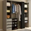 Dressing XXL extensible 120/180 cm en hêtre avec penderie, étagères et tiroirs*IDMarket New