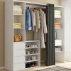 Dressing XXL extensible 120/180 cm blanc avec tiroirs + étagères + penderie + rideau gris*IDMarket Hot