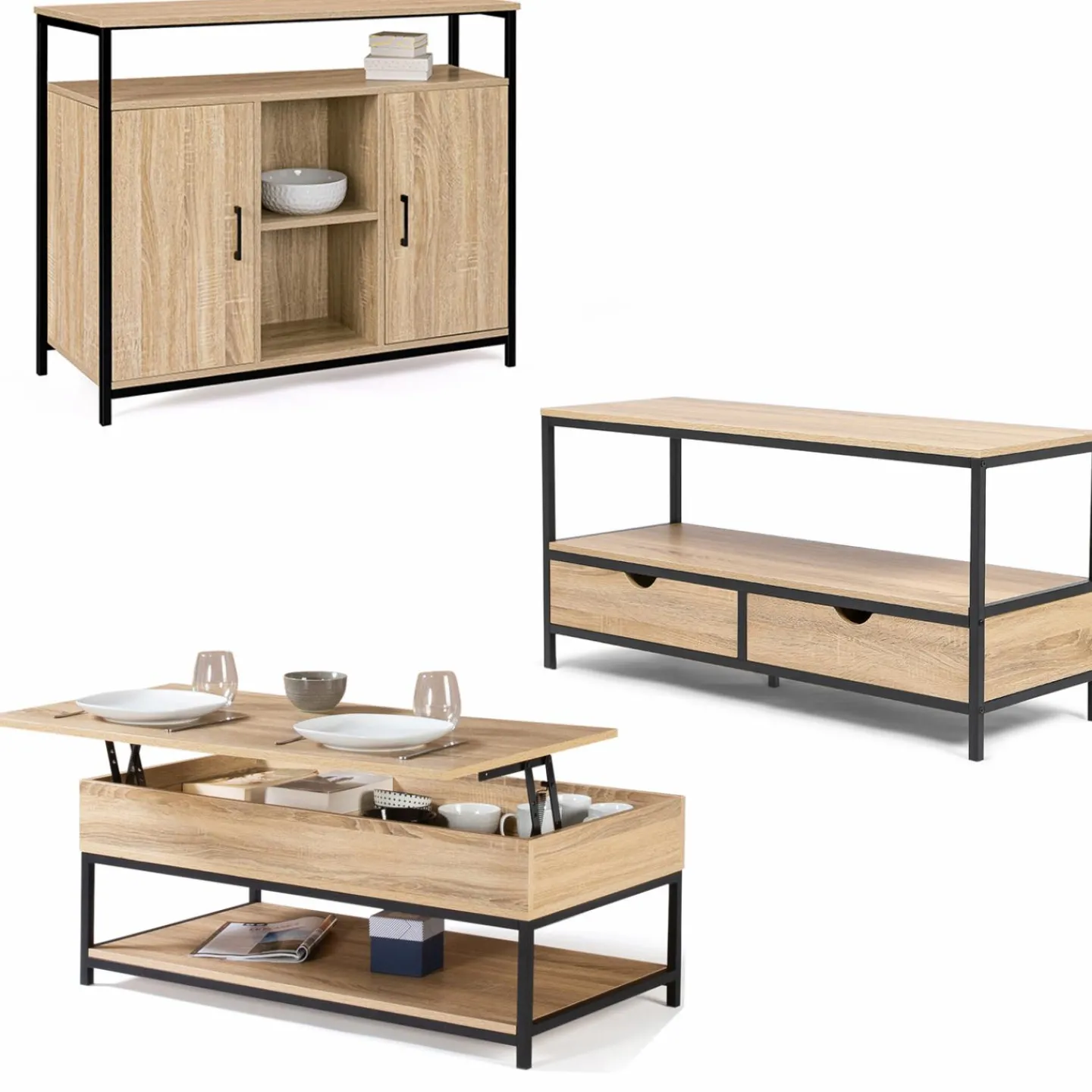 Ensemble de meuble salon style industriel*IDMarket