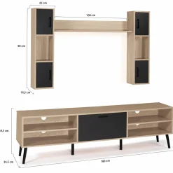 Ensemble meuble télé avec étagères murales et placards*IDMarket Best