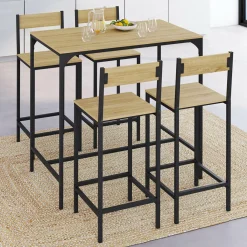 Ensemble table de bar et 4 chaises de bar industrielles*IDMarket Best