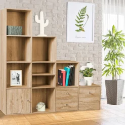 Etagère escalier 4 niveaux bois imitation hêtre*IDMarket