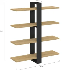 Etagère murale avec étagères coulissantes ORA 4 niveaux façon hêtre et noir*IDMarket Best