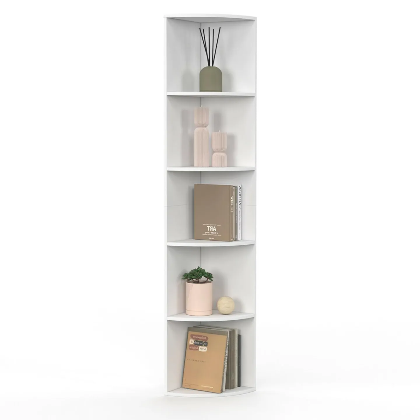 Etagère murale d'angle 5 niveaux blanche à poser ou à fixer*IDMarket Online