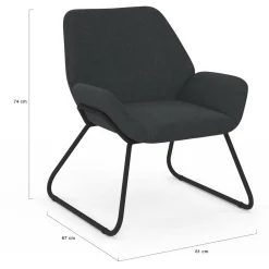Fauteuil en tissu gris anthracite et pieds métal noirs*IDMarket Best