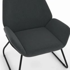 Fauteuil en tissu gris anthracite et pieds métal noirs*IDMarket Best