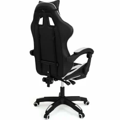 Fauteuil gamer réglable et inclinable avec repose-pied et coussins noir et blanc*IDMarket Sale