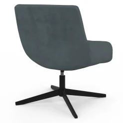 Fauteuil pivotant gris en velours et pieds noirs*IDMarket Sale