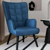 Fauteuil scandinave en velours bleu*IDMarket New