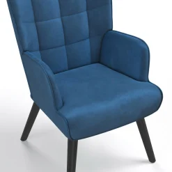 Fauteuil scandinave en velours bleu*IDMarket New