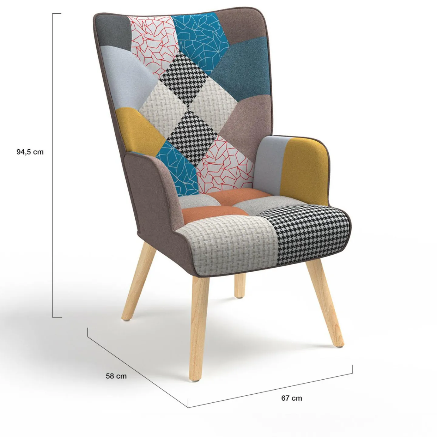 Fauteuil scandinave multicolore avec repose pieds*IDMarket Discount