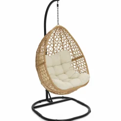 Fauteuil suspendu effet rotin avec coussin écru*IDMarket Hot