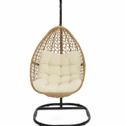 Fauteuil suspendu effet rotin avec coussin écru*IDMarket Hot