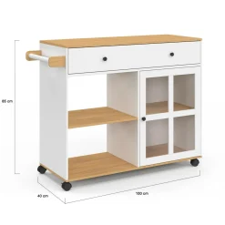 Grande desserte de cuisine avec placard vitré bois et blanc*IDMarket New