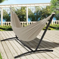 Hamac taupe avec support métal*IDMarket