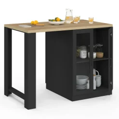 Ilot central avec plan de travail et portes vitrées 2 personnes*IDMarket Best