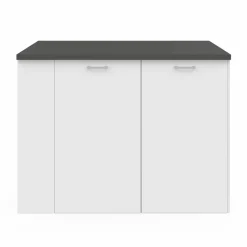 Ilot central bois blanc plan de travail gris anthracite*IDMarket Sale