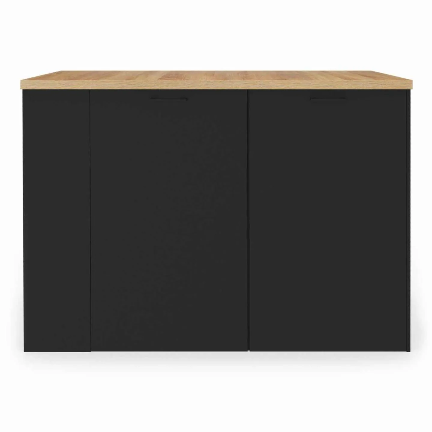 Ilot central bois noir avec plan de travail façon hêtre 120 cm*IDMarket Online