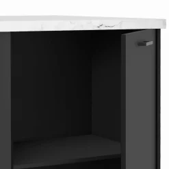 Ilot central de cuisine bois noir et effet marbre*IDMarket Best