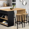 Ilot mange debout noir et bois 130 cm*IDMarket Best