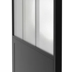 Kit porte coulissante verrière 83 cm en verre trempé givré, métal avec rail et fixations*IDMarket Online